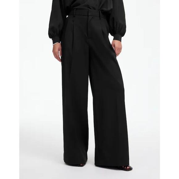 NWT Madewell The Harlow Superwide-Leg Trouser Pant In Brushed Twill Black Size 2 - Picture 3 of 12